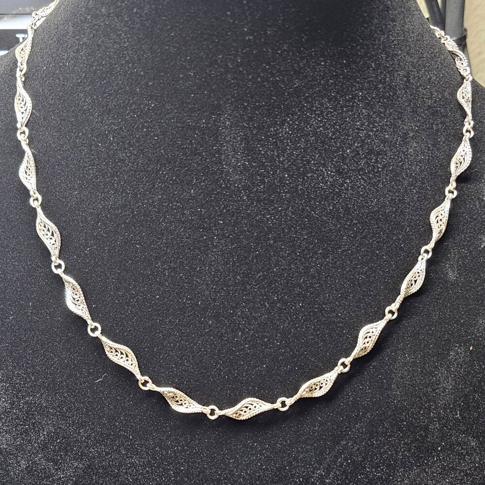 925 Sterling Silver Turkish Filigree Necklace 20” DGS 14g